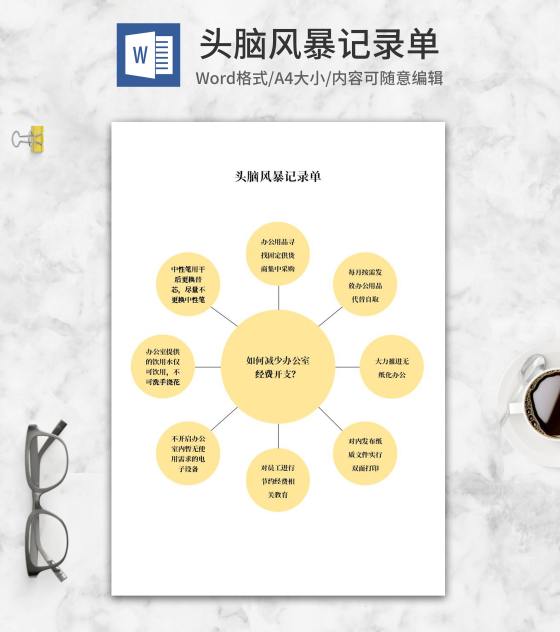 减少办公室开支头脑风暴记录单word模板