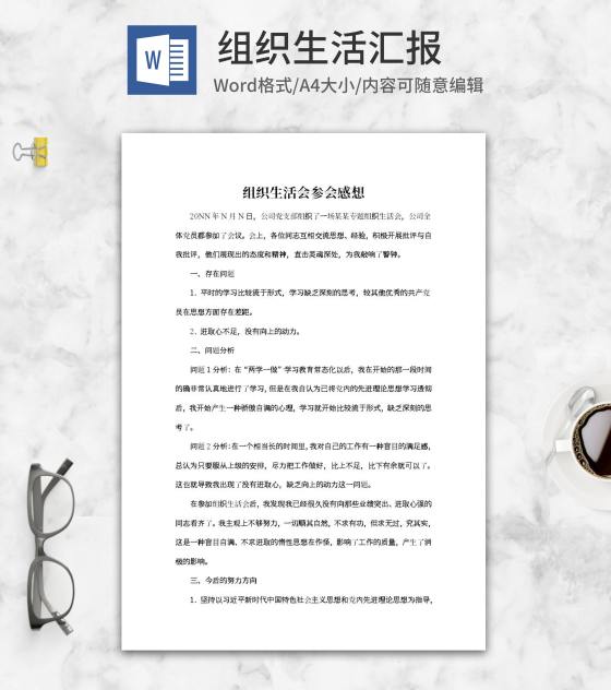 公司生活会参会感想word模板