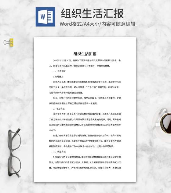 公司党支部党员生活汇报word模板