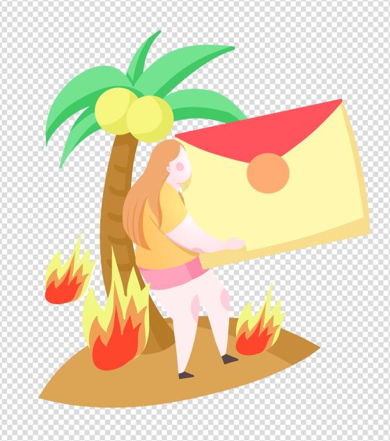 可爱卡通夏日度假手绘元素