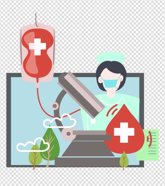 蓝色红十字会献血救治元素