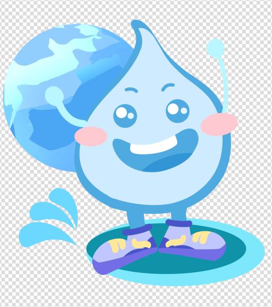 卡通蓝色水滴爱水日元素