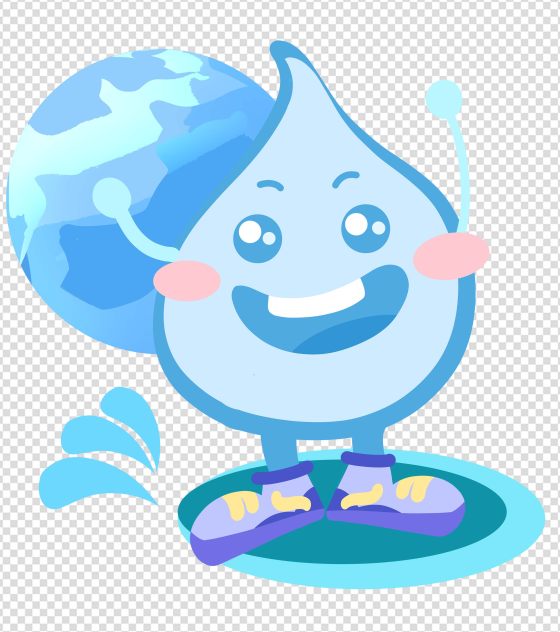 卡通蓝色水滴爱水日元素