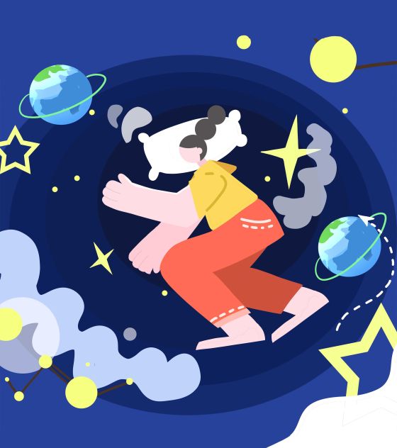 蓝色睡眠日睡眠少女元素
