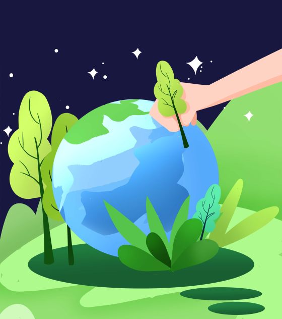 绿色植树节地球元素
