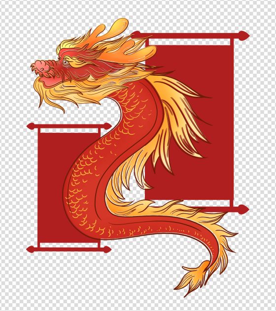 红色传统神龙中式元素