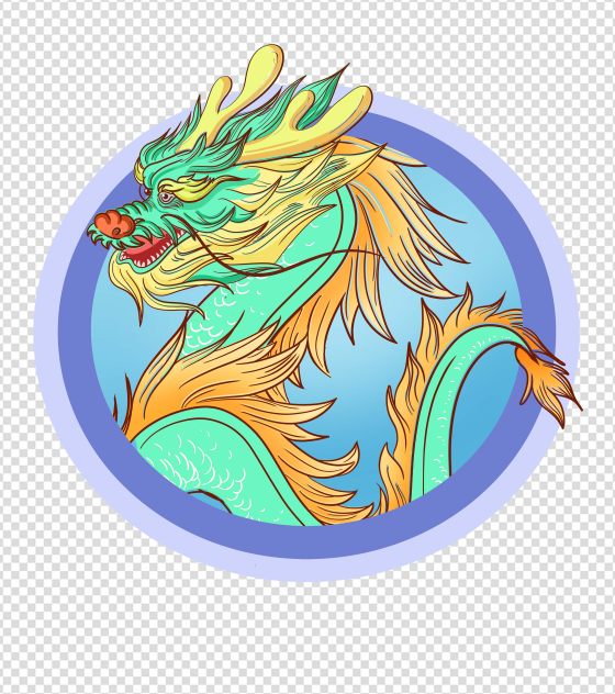 蓝色传统龙节日元素