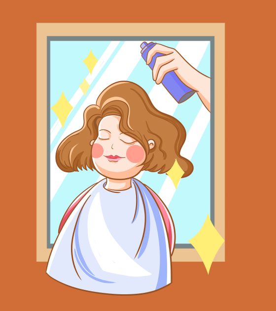 橙色龙抬头理发店元素