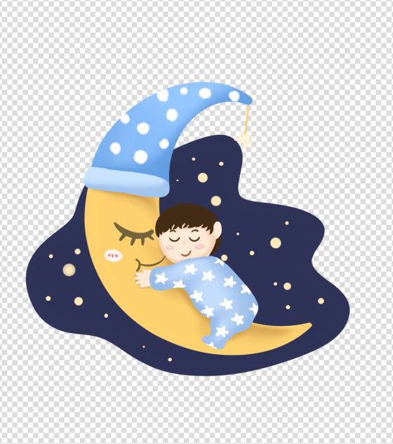 卡通蓝色婴儿睡眠日元素
