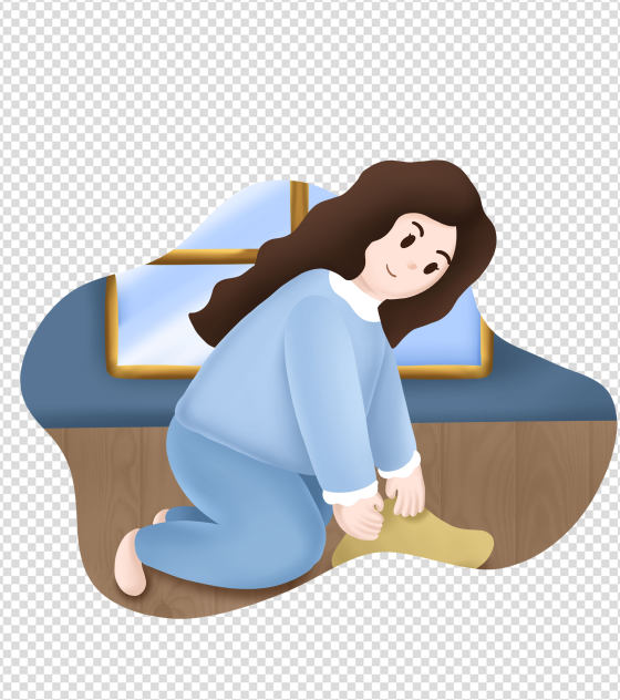 卡通蓝色女人劳动节手绘元素