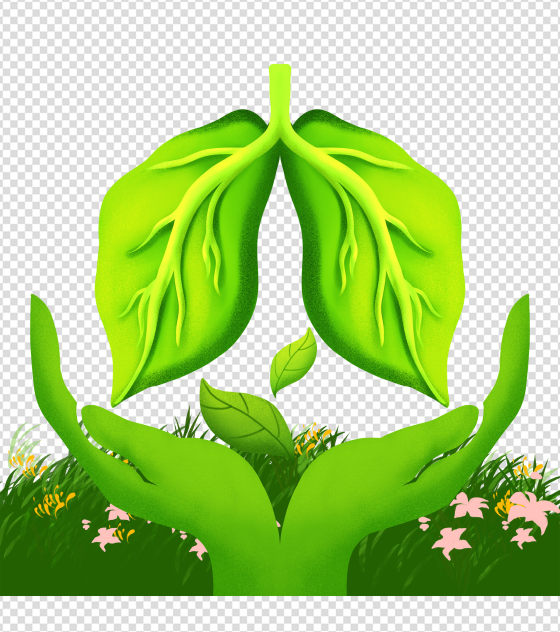 绿色肺结核手绘元素