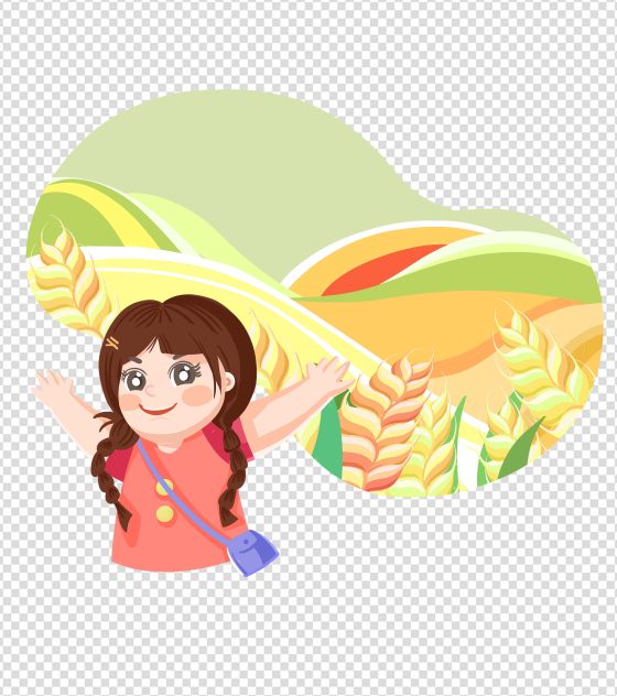 简约麦田小满手绘元素