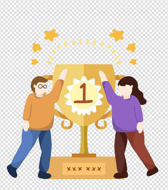 黄色第一名奖杯商务插画元素
