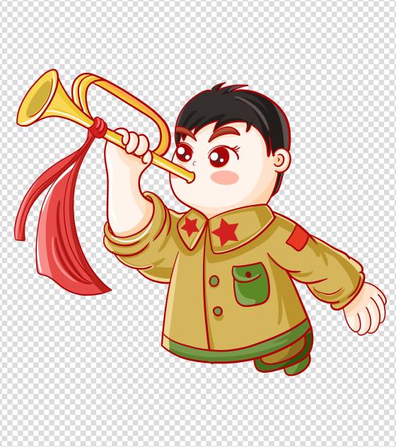 卡通男孩建党节手绘元素