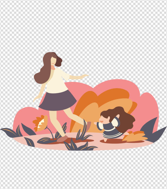 粉色花草母亲节元素