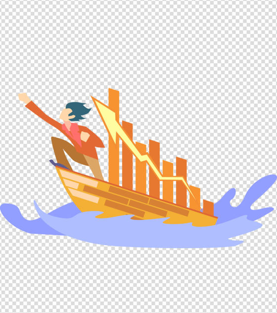 海浪船只人物上升元素