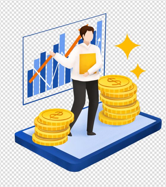 卡通蓝色文件货币商业计划手绘元素