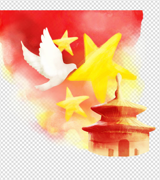 简约红色五角星信鸽天坛建党元素