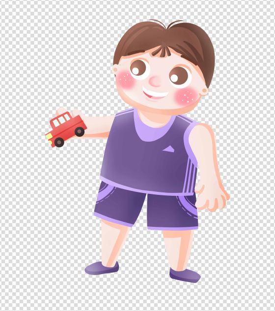 卡通紫色男孩幼儿园元素