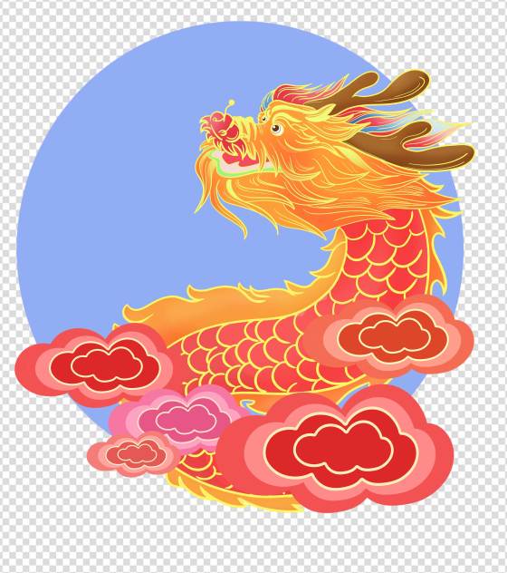 手绘龙抬头元素