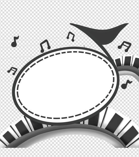 卡通黑色音符钢琴学校手绘元素