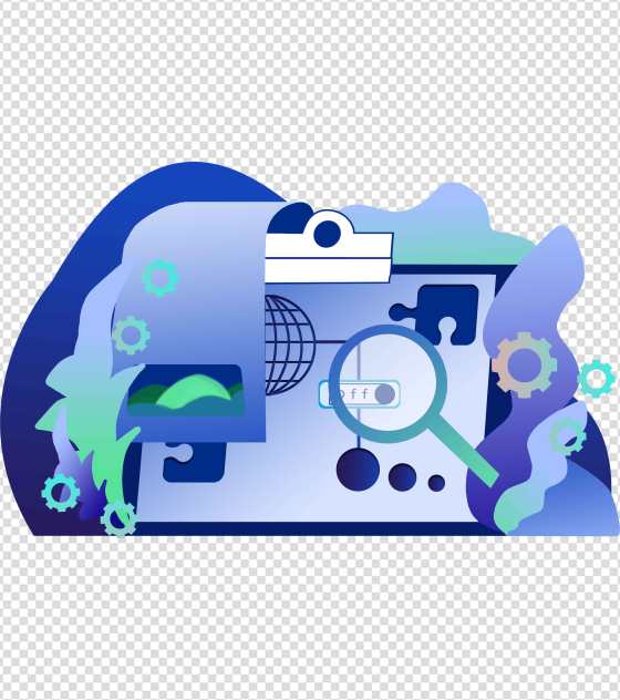 卡通蓝色齿轮文件计划手绘元素