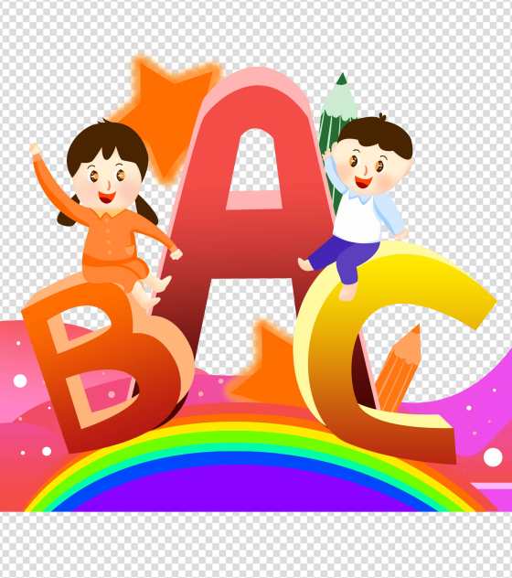 卡通字母星星幼儿园儿童节元素