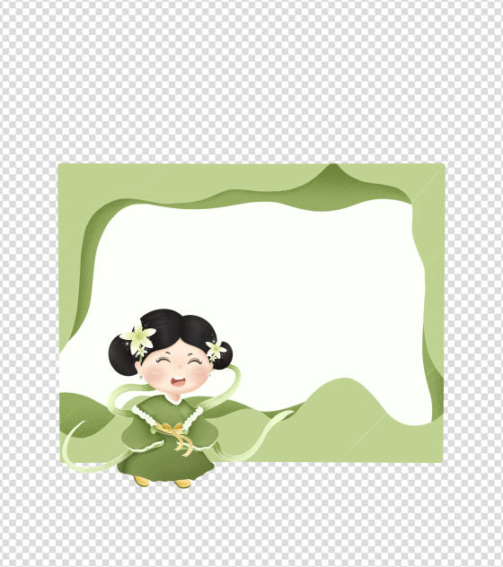 简约绿色谷雨边框手绘元素