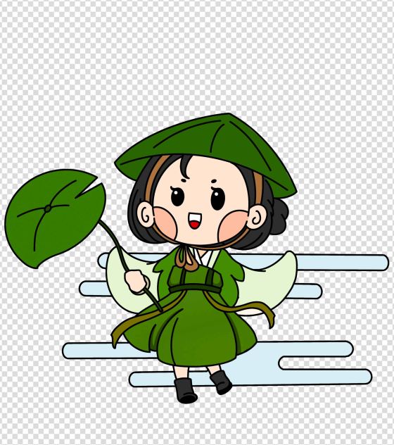 清凉荷叶女孩立夏元素系列三