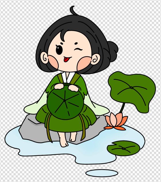 清凉荷叶女孩立夏元素系列二