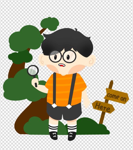 背带裤男孩探索元素