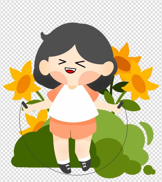 向日葵跳绳女孩元素