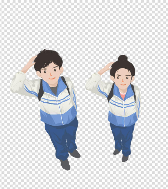 卡通蓝色校服手绘元素