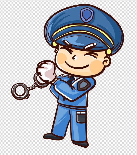 卡通蓝色公安人物手绘元素