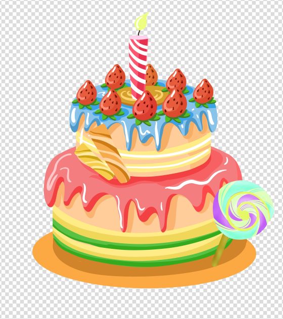 卡通生日蛋糕生日祝福手绘元素