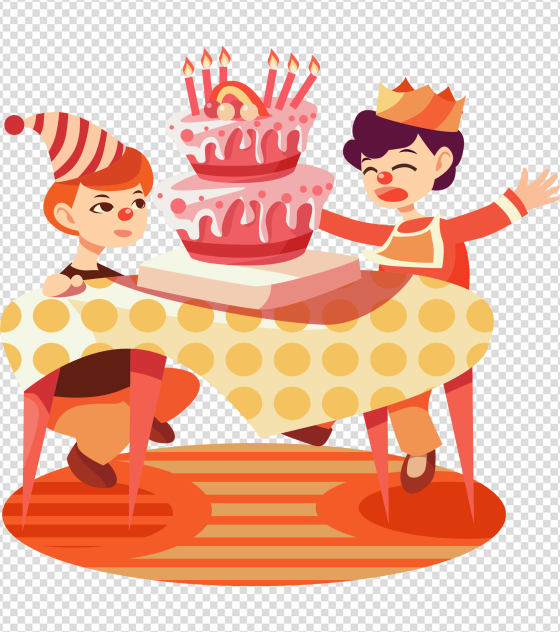 卡通小丑男孩蛋糕生日元素