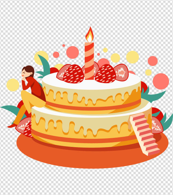蛋糕上的女孩生日元素