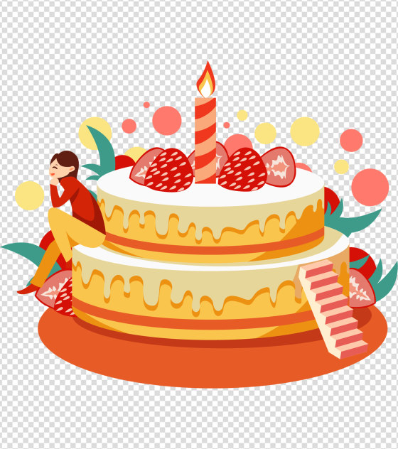 蛋糕上的女孩生日元素
