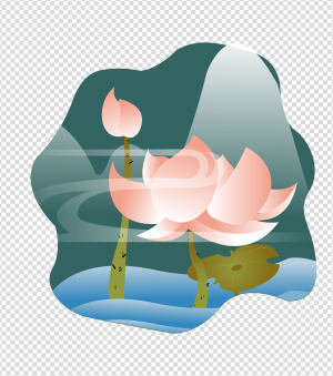 水墨国风荷花荷叶元素