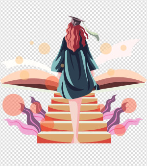 上楼梯女生背影答辩元素