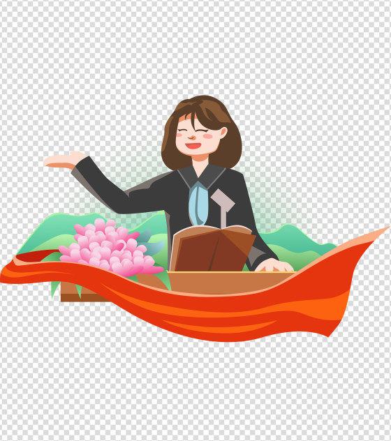 讲台演讲女孩党建元素