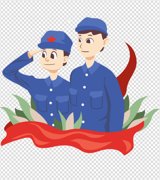 蓝色军装军人敬礼党建元素