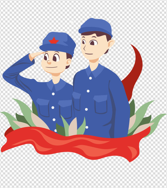蓝色军装军人敬礼党建元素