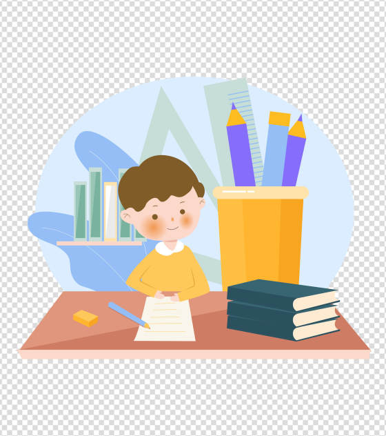 蓝色学生作业集元素