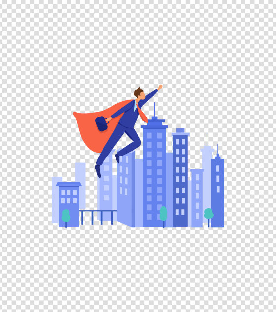 蓝色卡通飞人元素