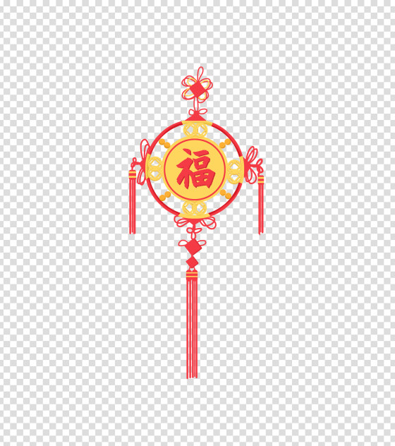 红色福字中国结手绘元素