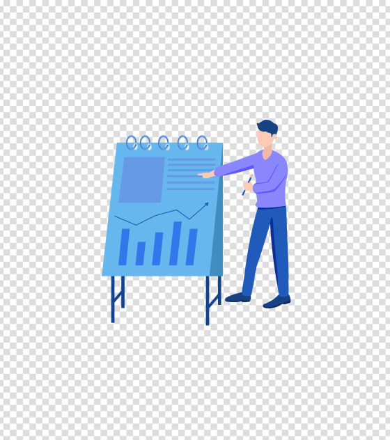 蓝色手绘男人工作元素