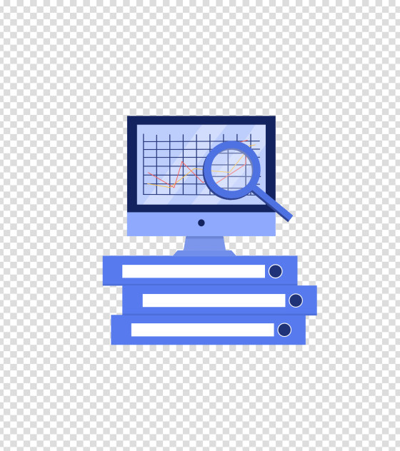 蓝色放大镜电脑元素