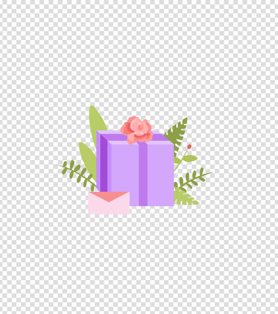 紫色手绘礼物盒元素
