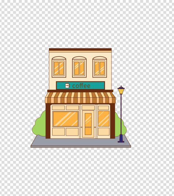 黄色手绘咖啡店元素